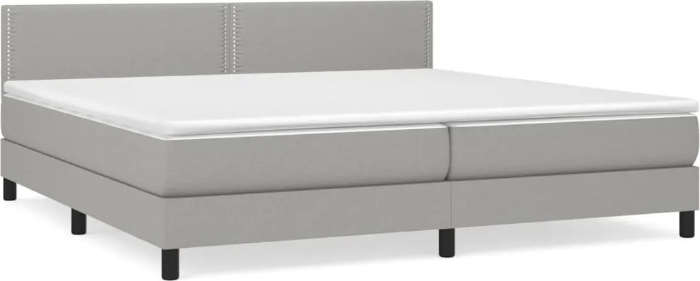 vidaXL Pat box spring cu saltea, gri deschis, 200x200 cm, textil