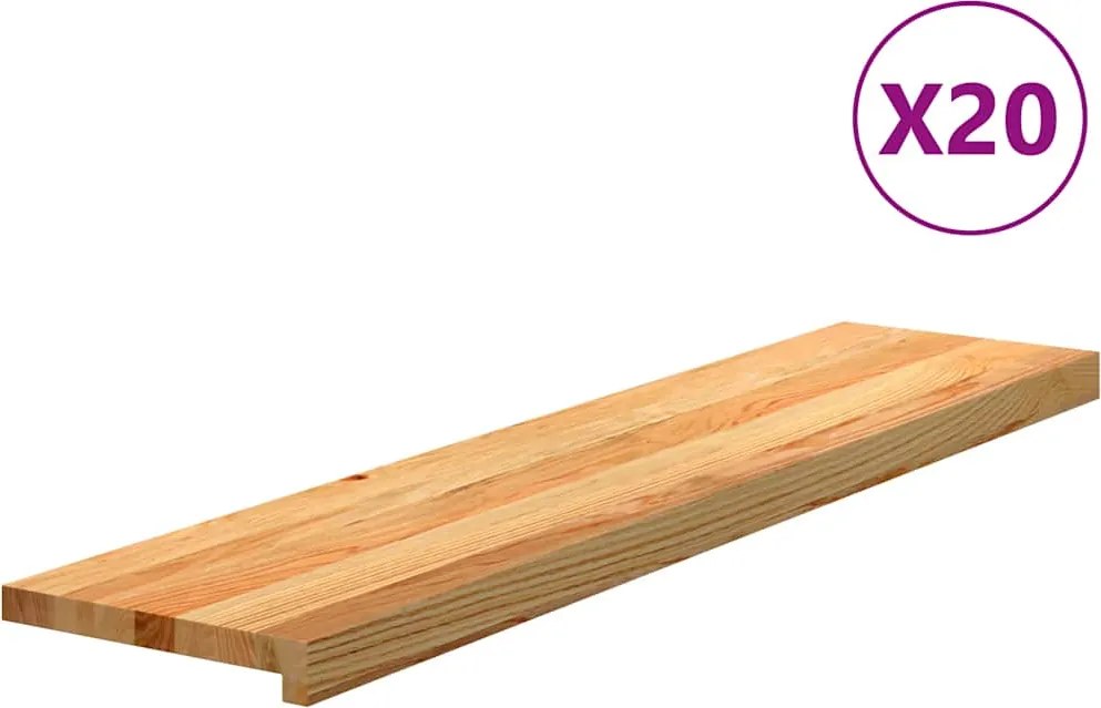 vidaXL Trepte de scară 20 buc maro deschis lemn masiv de stejar