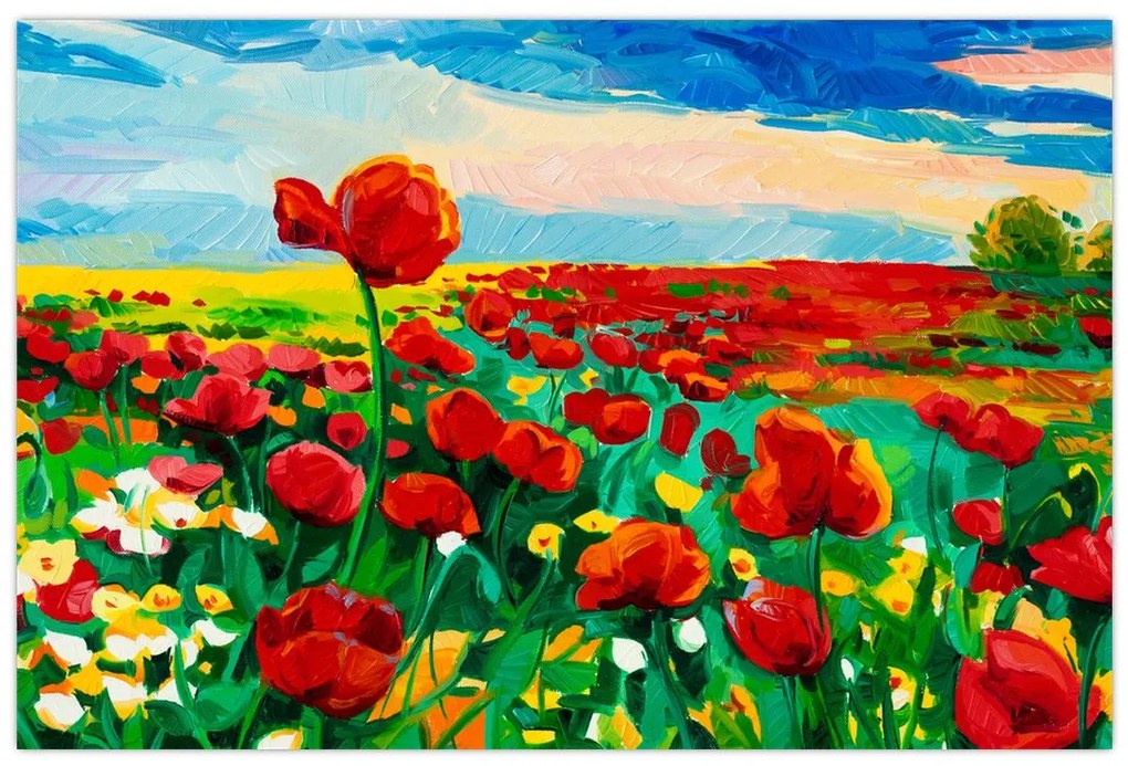 Tablou - Câmp cu maci (90x60 cm)