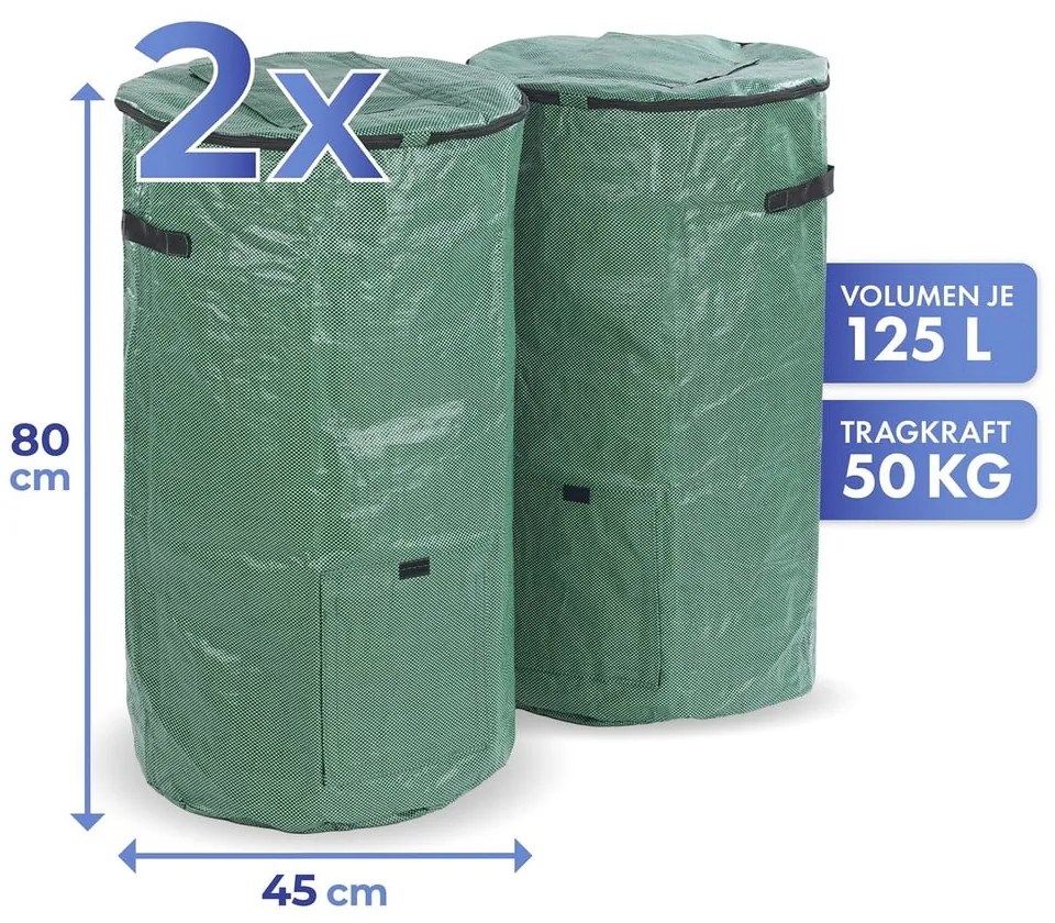 Coș pentru compost verde 2 buc. 125 l – Maximex