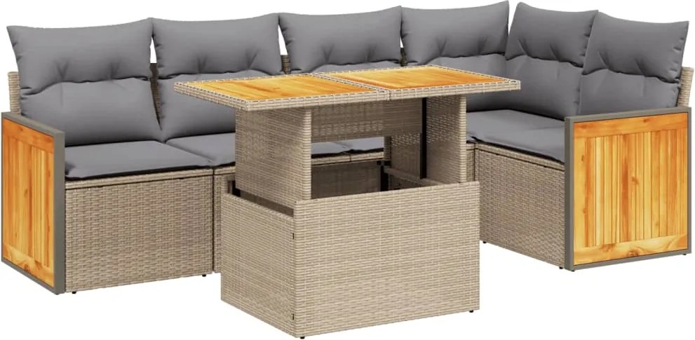 vidaXL Set canapele de grădină cu perne, 6 piese, bej, poliratan