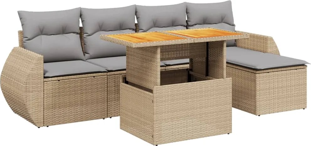vidaXL Set canapele de grădină cu perne, 6 piese, bej, poliratan