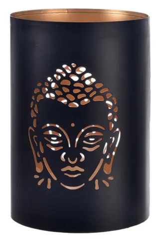 InDecor Sfeșnic metalic Buddha negru, 10 x 10 x 12cm