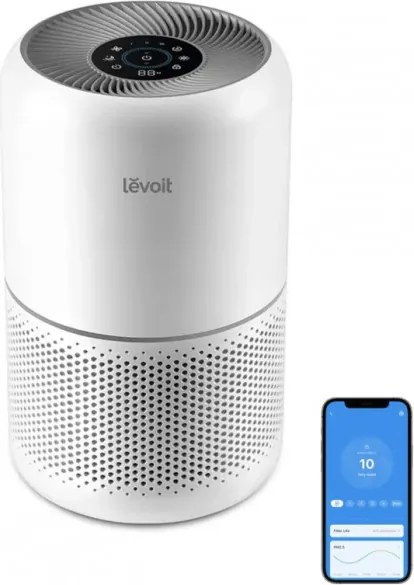 La mâna a doua: Purificator de aer Levoit Core 300S, 41 m², 23W, True HEPA, Comenzi vocale, Timer, 3 viteze, Silentios, Fara ozon, Alb