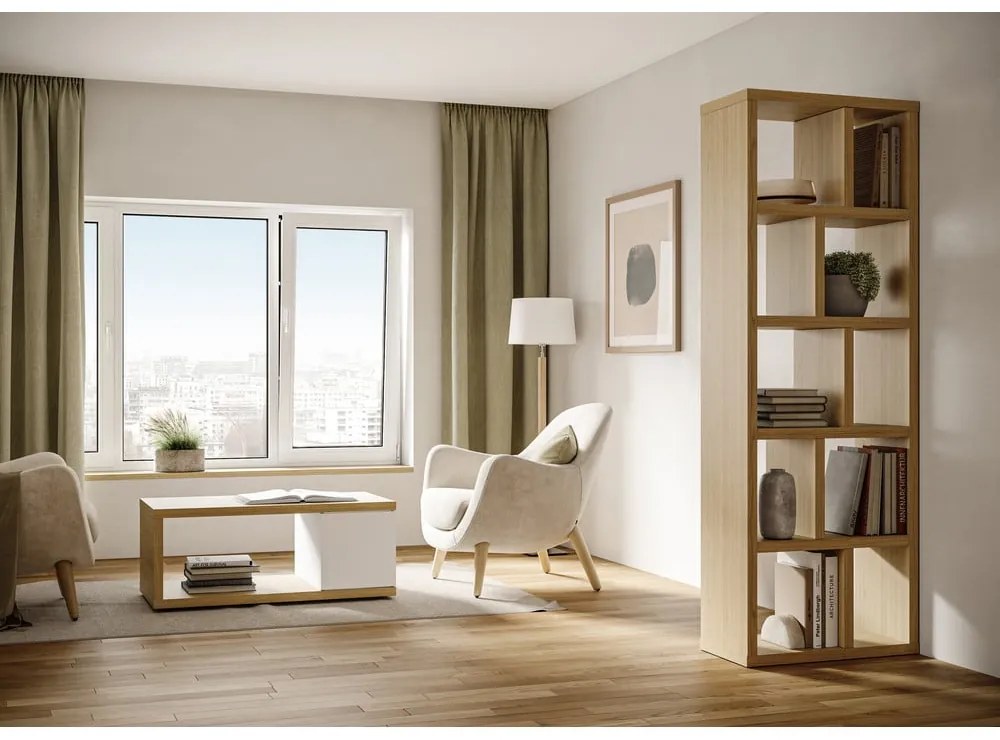 Bibliotecă în culoare naturală cu aspect de lemn de stejar 70x198 cm Berlin – TemaHome
