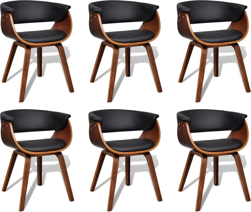 vidaXL Scaune de sufragerie, 6 buc., lemn curbat și piele ecologică