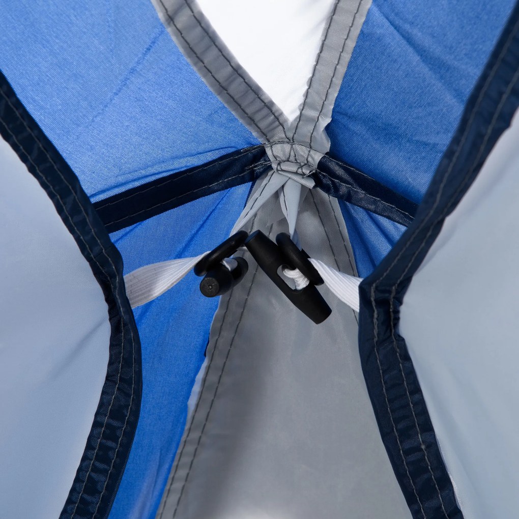 Outsunny Cort de camping dôme pentru familie pentru 6-8 persoane cu 4 uși din plasă cu fermoar, material Oxford detașabil, cârlig pentru lampă, sac de transport dim. 350L x 350l x 230H cm - alb și albastru | Aosom Romania