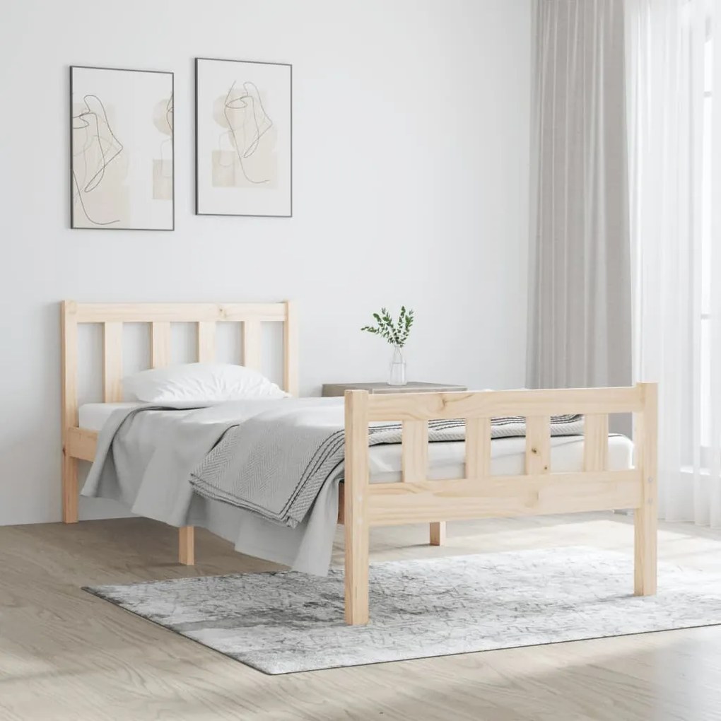 810639 vidaXL Cadru de pat mic single, 75x190 cm, lemn masiv