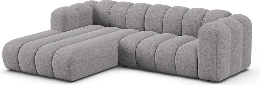 Colțar gri cu tapițerie din chenille (cu colț pe partea stângă/cu șezlong) Lupine – Micadoni