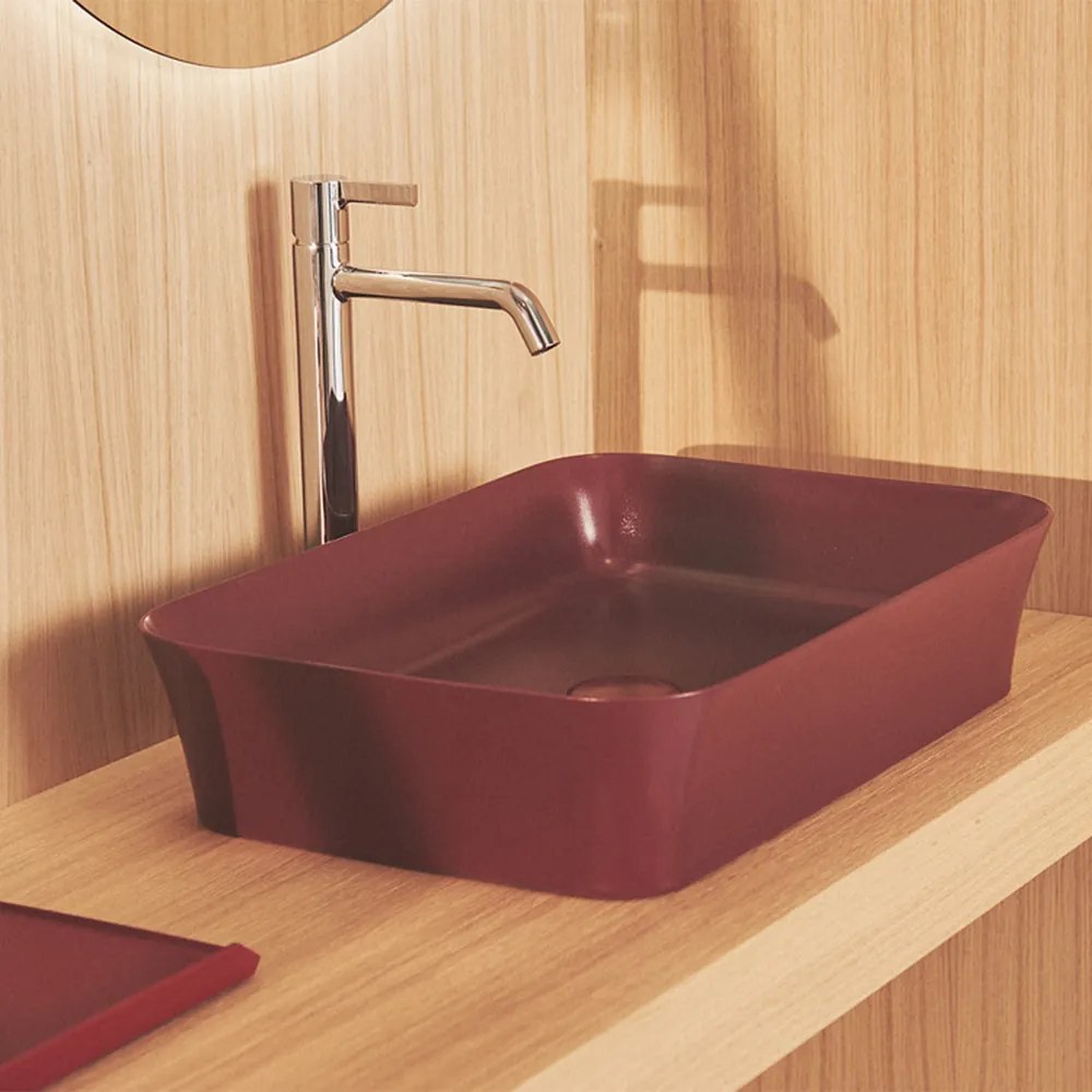 Lavoar pe blat Ideal Standard Atelier Ipalyss Pomegranate 55 cm rosu bordo cu preaplin