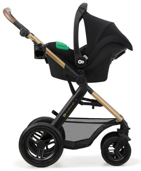 Cărucior de copii combinat 3 în 1 KINDERKRAFT MOOV 2 AIR Pure black + scaun auto MINK PRO