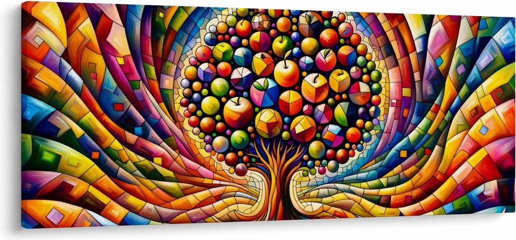 Tablou – Arbore colorat cu mere (120x50 cm)