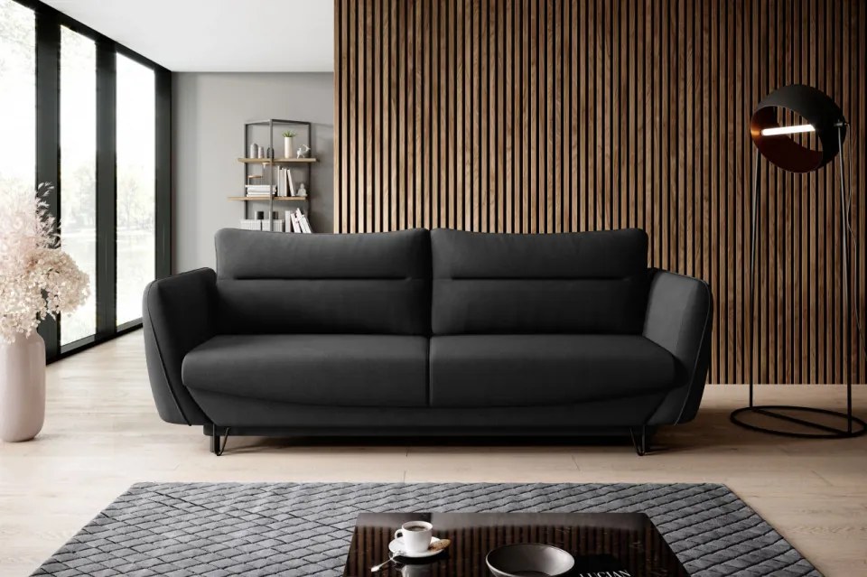 Canapea tapitata, extensibila, cu spatiu pentru depozitare, 236x90x95 cm, Silva 02, Eltap (Culoare: Gri / Velvetmat 4)