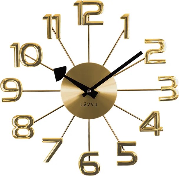 Ceas de perete Lavvu Design Numerals auriu, diam. 37 cm