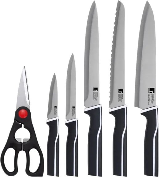 Set 5 cuţite şi foarfecă pentru bucătărie Bergner Scissors