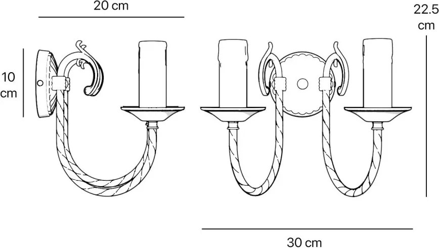 Aplica de perete 2 brate din alama stil clasic Petalo