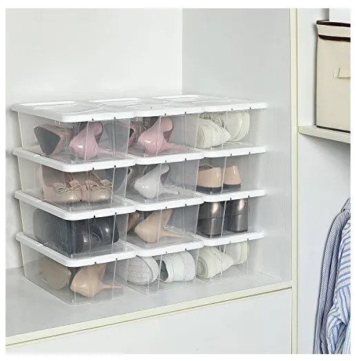 Set 12 cutii de depozitare pentru pantofi, Songmics, LSP12WT, Transparent