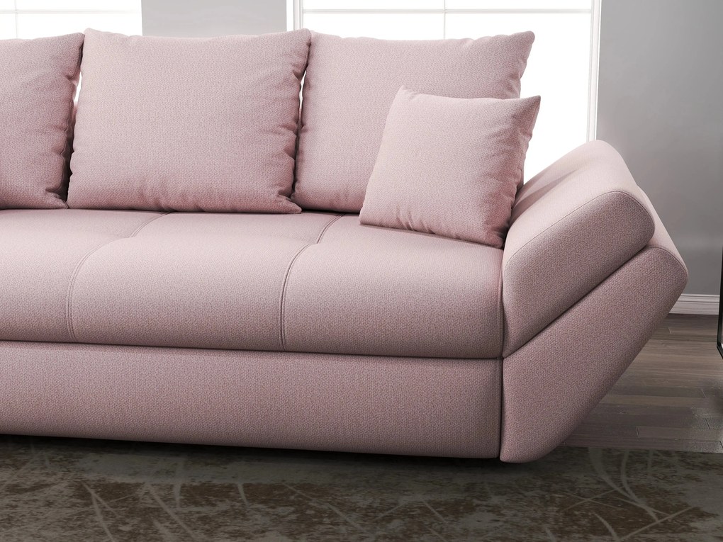 Canapea extensibilă dumonde cu ladă de depozitare si sezut confortabil din spuma high-density, Loana Enjoy Flamingo 250x100 cm