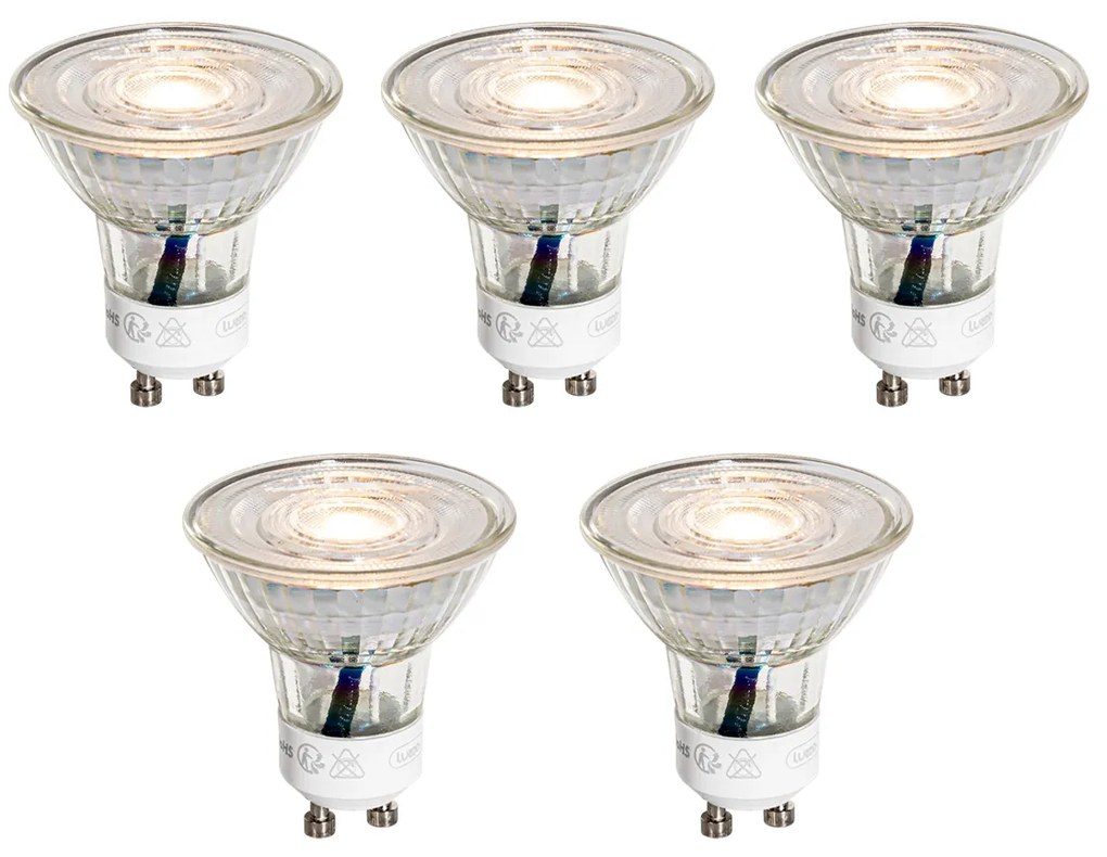 Set de 5 becuri LED GU10 50mm clare 4.9W 450 lm 3000K