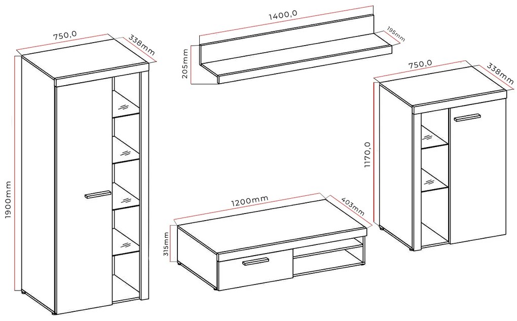 Mobilier living Rudby (old mat + matera) (fără iluminat). 1041295