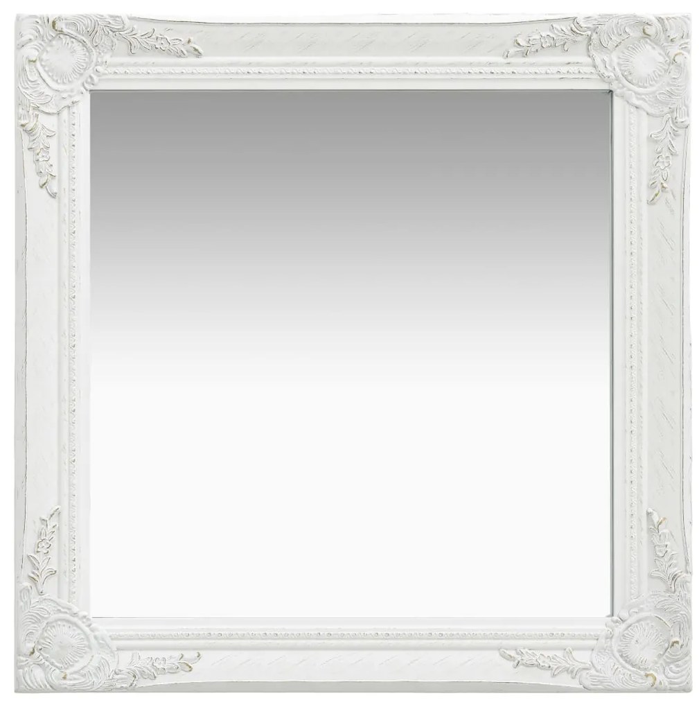 vidaXL Oglindă de perete in stil baroc, alb, 60 x 60 cm