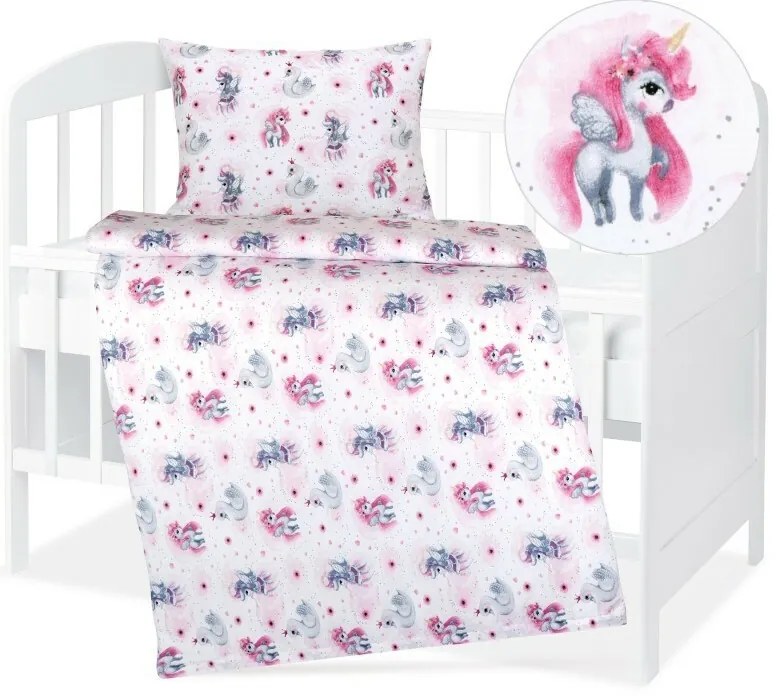 Bellatex Lenjerie de pat din bumbac Agata Unicornroz, 90 x 135 cm, 45 x 60 cm