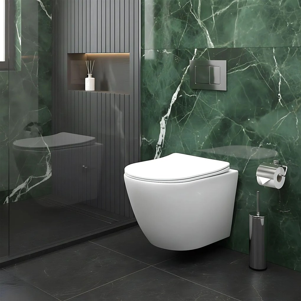 Vas WC suspendabil REA Carlo Lux Rimless cu funcție bideu
