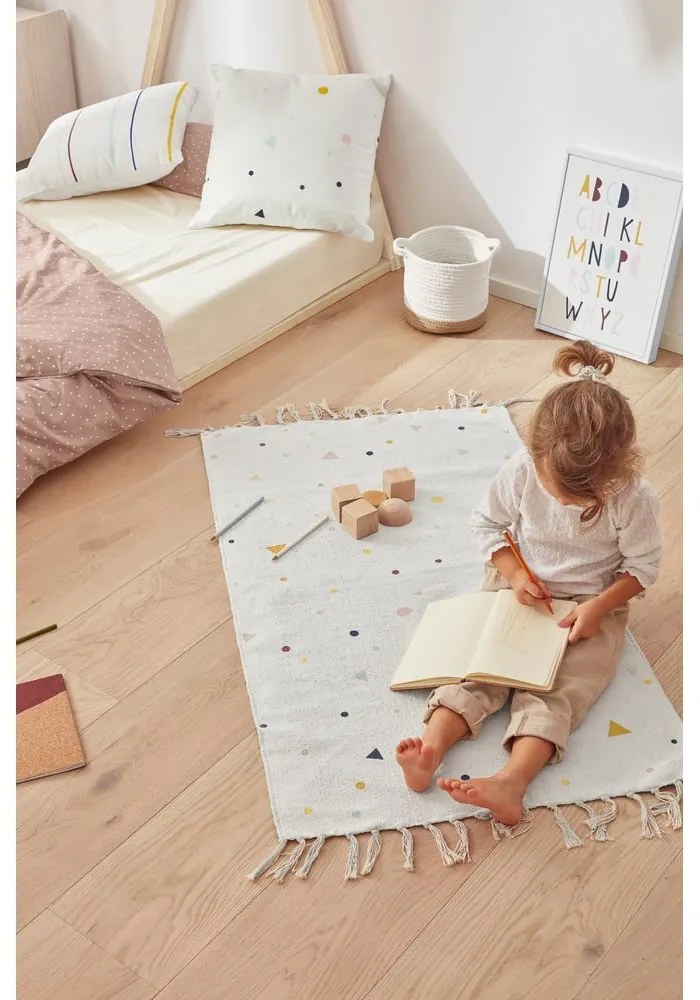 Covor cu proporție mare de bumbac pentru copii Kave Home Miris, 65 x 110 cm, bej
