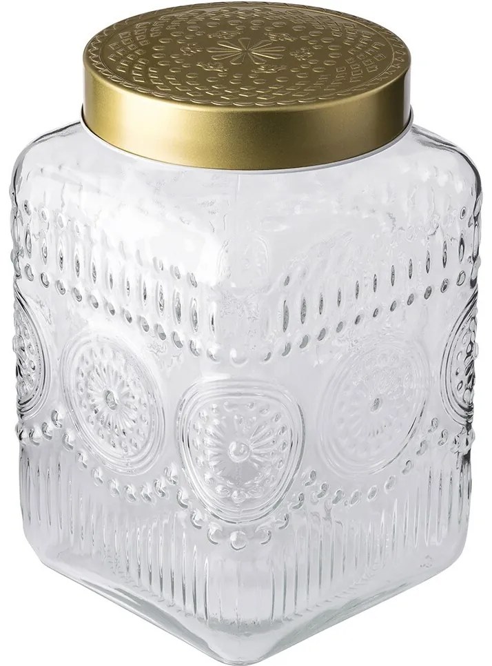 Altom Set de borcane din sticlă cu capac auriu Daisy 2,2 l, 4 buc., 2,2 l