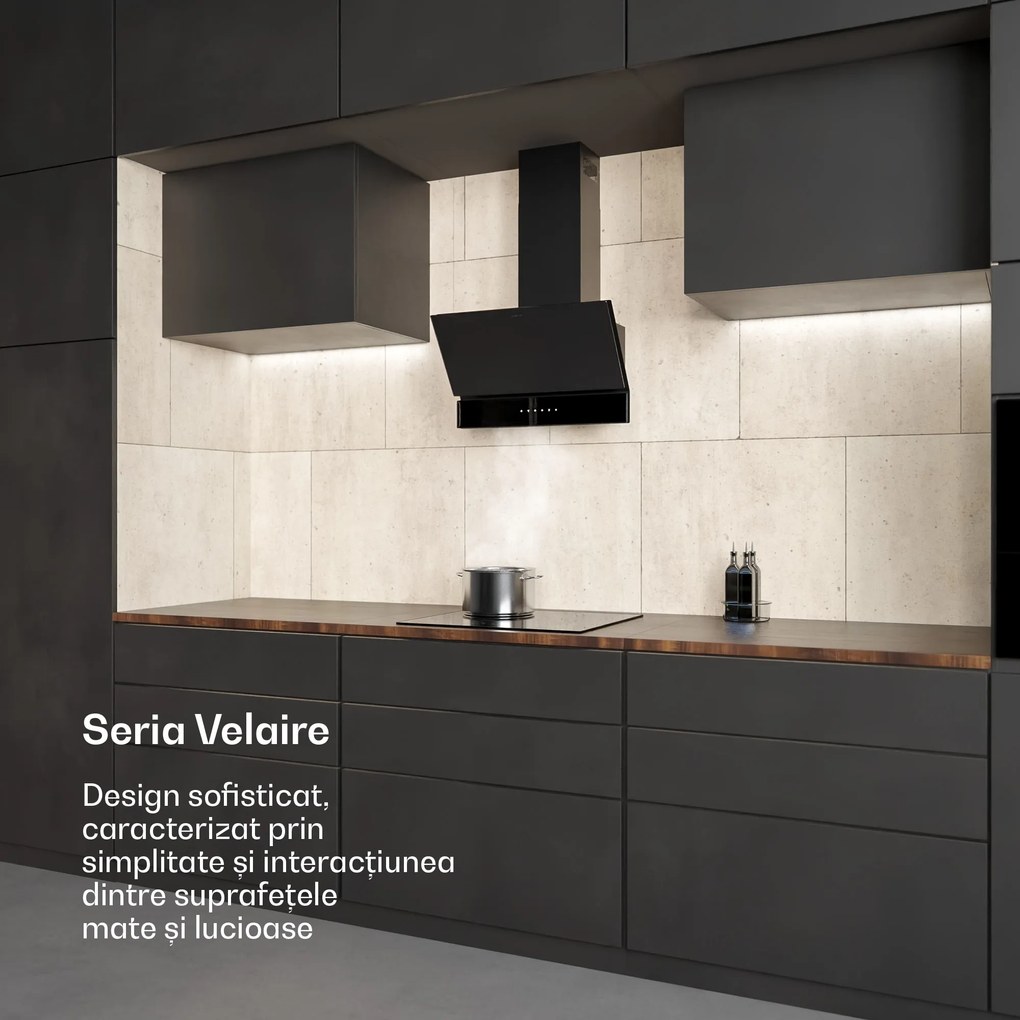 Klarstein Velaire hotă telescopică 60 cm, Elegantă, minimalistă, performantă, Clasa energetică A++, 820 m³/h, 60 cm