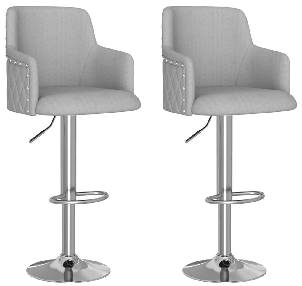 339395 vidaXL Scaune de bar, 2 buc., gri deschis, material textil