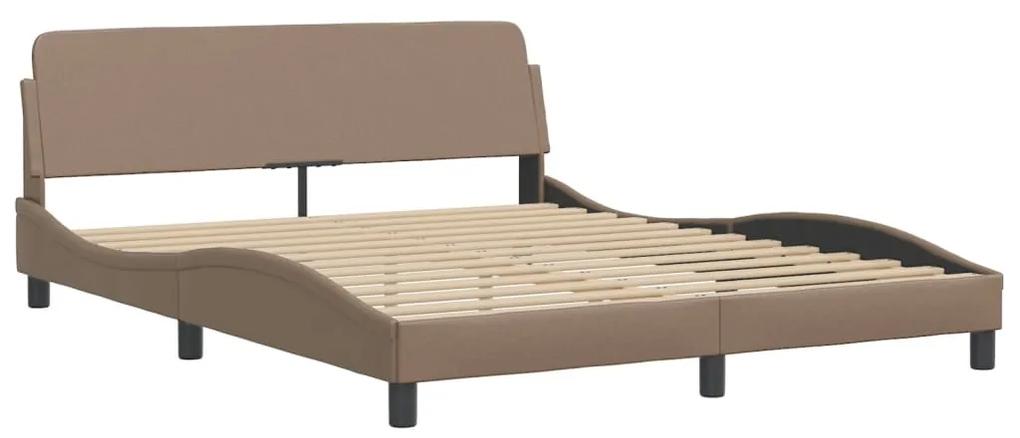 373222 vidaXL Cadru de pat cu tăblie, cappuccino, 160x200 cm, piele ecologică