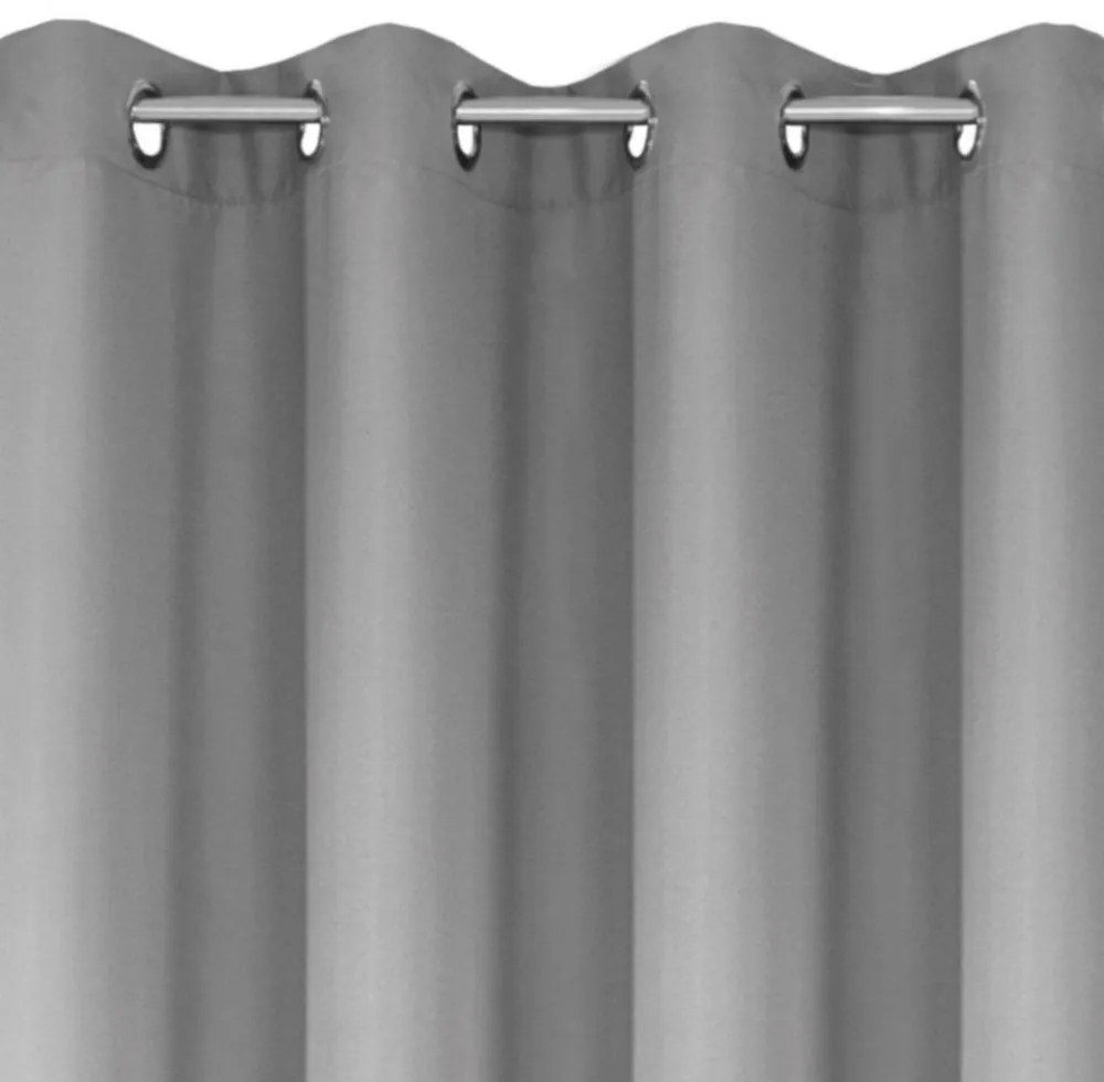 Draperie monocromă gri cu agățare pe inele metalice 140 x 250 cm