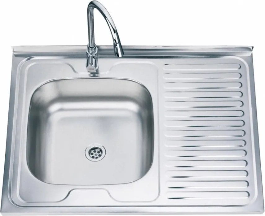 Chiuveta inox Inter Ceramic Alpaca cu o cuva si picurator dreapta finisaj inox lucios 80x60 cm