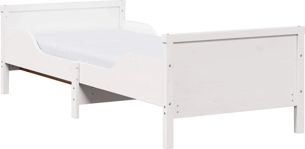 vidaXL Cadru de pat cu saltea Alb 80 x 200 cm Lemn de pin masiv