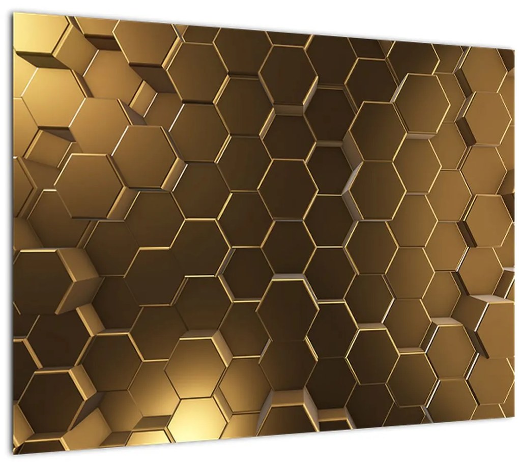 Tablou - Hexagoane verzi (70x50 cm)