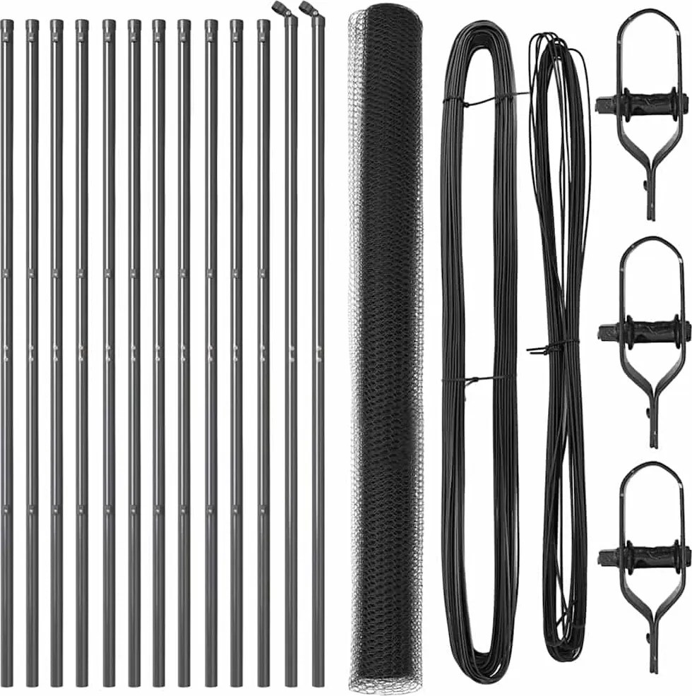 vidaXL Stâlp de gard. Gri 25 x 1,5 m (plasă de 13 mm) Oțel