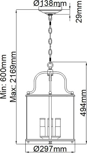 Hinkley HK-GENTRY-P-M-PW - Lustru suspendat pe lanț GENTRY, 4xE14/60W/230V, crom mat
