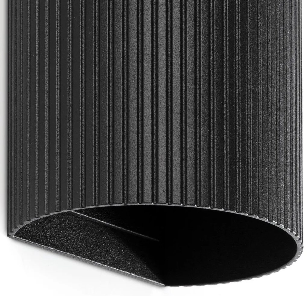 Aplica perete aluminiu striat negru, 2xGU10, SOLE round