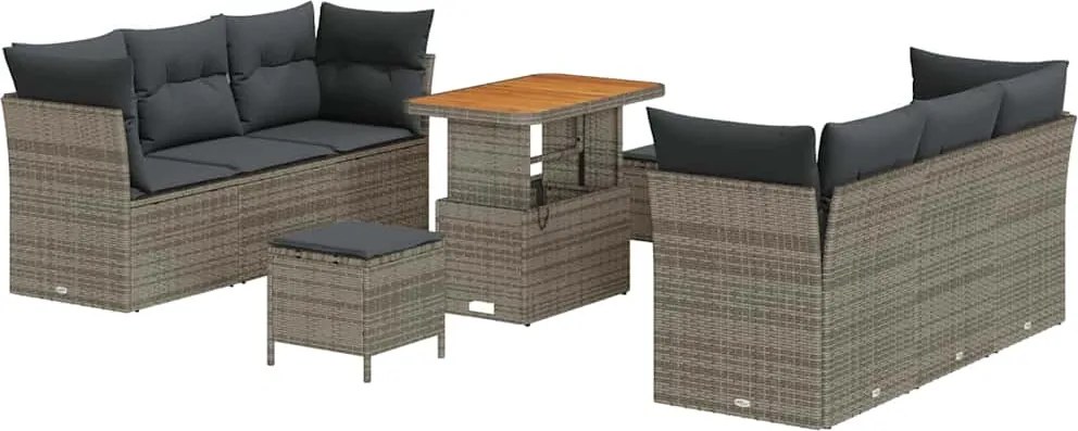 vidaXL Set de canapele pentru grădină 9 pcs Gri poliratan