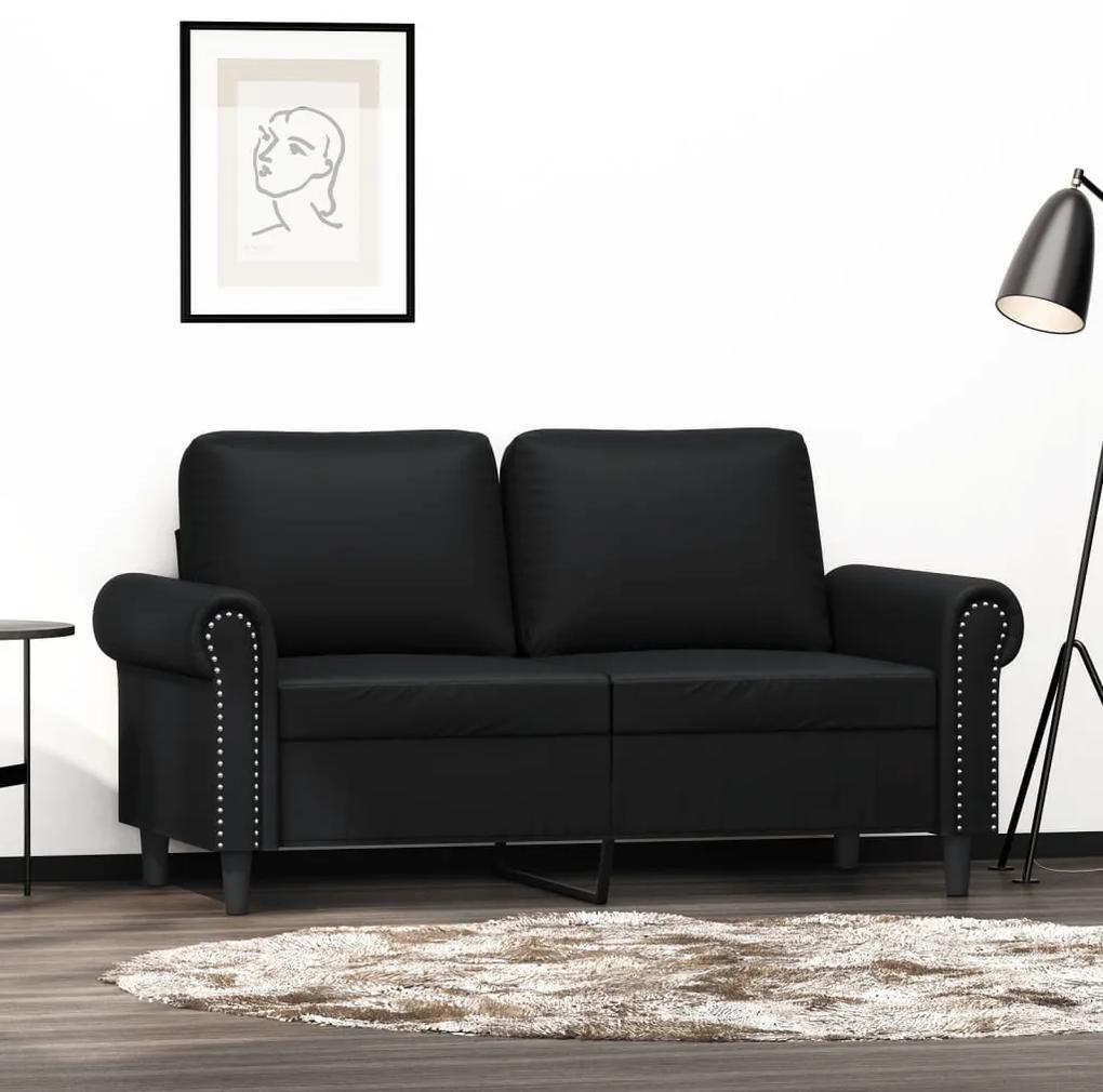 Canapea cu 2 locuri, negru, 120 cm, piele ecologica