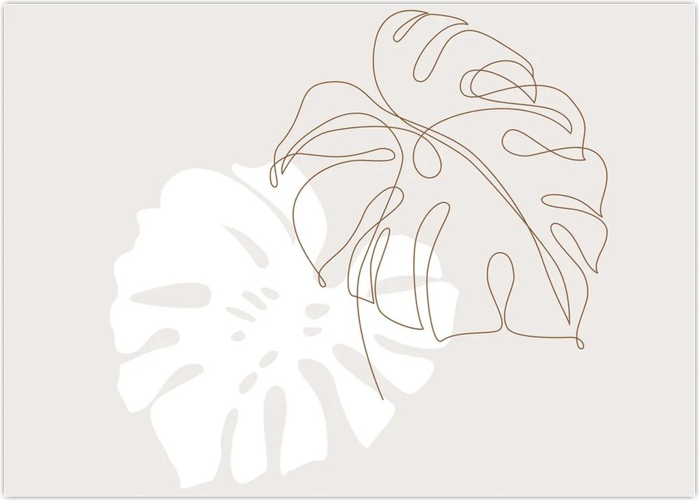 Tablou pe sticlă - Linia de artă monstera N⁰2 (70x50 cm)