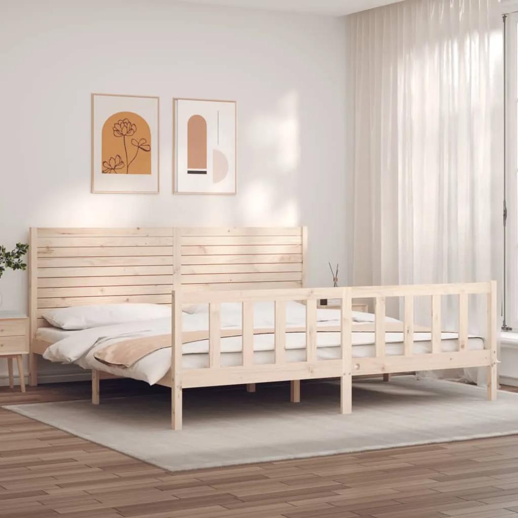 3193226 vidaXL Cadru pat cu tăblie 200x200 cm, lemn masiv de pin