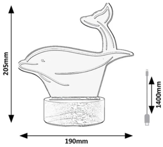 Veioză LED de masă pentru copii AKALI LED/2W/5V 3000K fag delfin Rabalux 76002