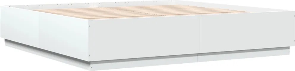 vidaXL Cadru de pat, alb, 200x200 cm, lemn prelucrat