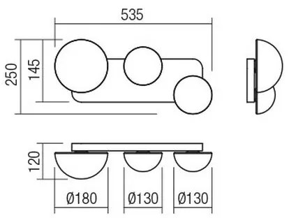 Aplica de perete Redo LUMIEN 01-2472, 3x G9, 10 W, 230 V, auriu/alb