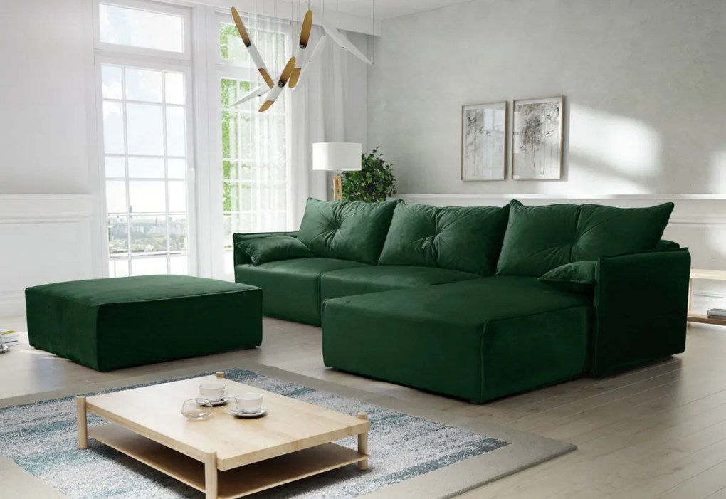 Supermobel Canapea extensibilă de colț LEON + taburet, 318x85x179, royal 14, stanga