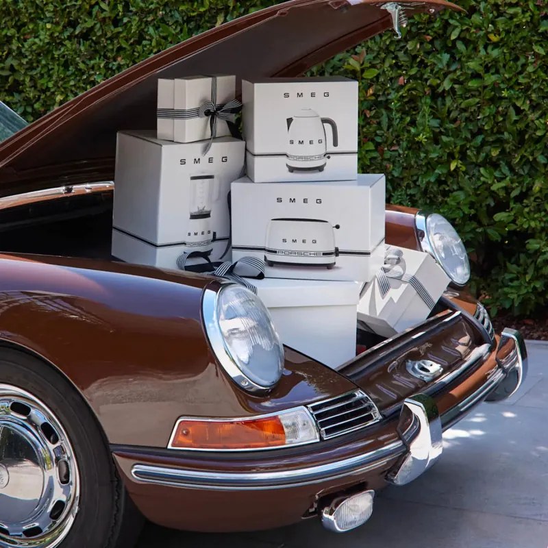 Prajitor de paine SMEG 50's Style Porsche TSF01PCWEU, 950 W, 2 felii, 6 trepte, Tava pentru firimituri, Cablu integrat, Otel inoxidabil, Alb