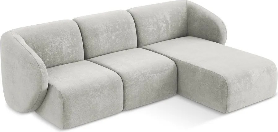 Colțar gri deschis cu tapițerie din chenille (cu colț pe partea dreaptă/cu șezlong) Lani – Makamii