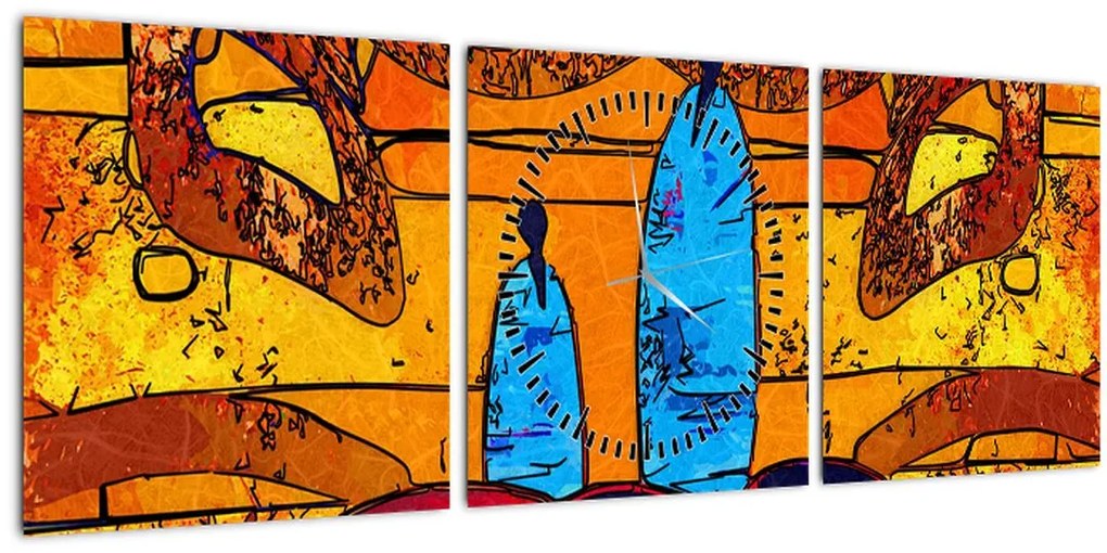 Tablou - Pictură străveche (cu ceas) (90x30 cm)